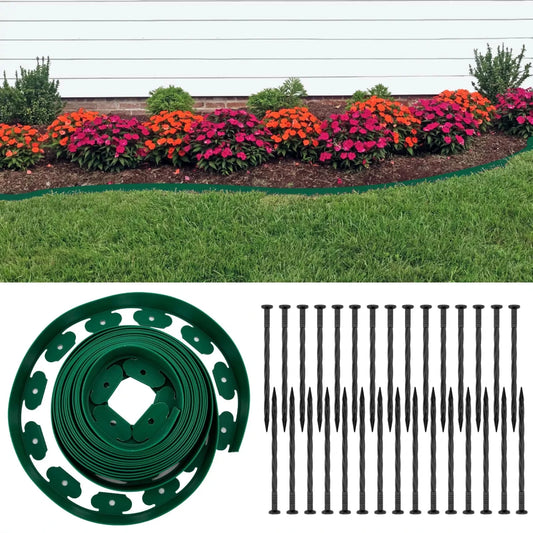 10M - 50M Flexible Garden Bed Edging Lawn Grass Border Paving Edge Liner With Pegs - Direct On Sale