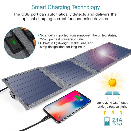 14W USB Foldable USB Solar Powered Charger - Direct On Sale