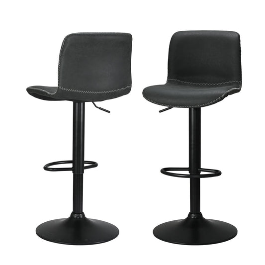 2x Bar Stools Kitchen Swivel Bar Stool Gas Lift Chairs Barstools Black - Direct On Sale