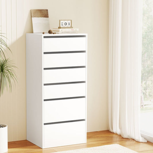 6 Chest of Drawers Dresser Tallboy White - Direct On Sale