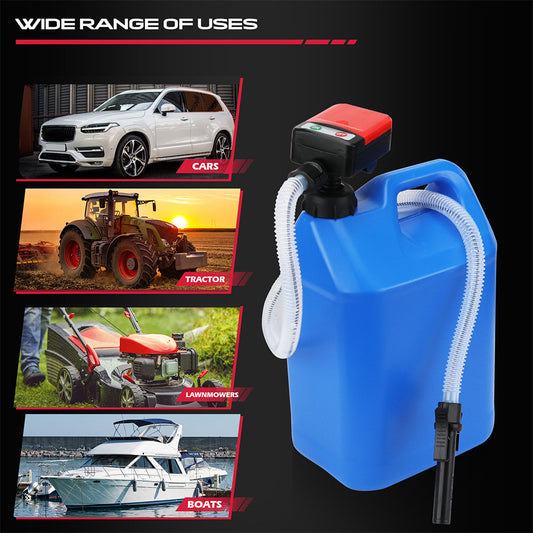 Automatic Fuel Transfer Pump 12 LPM – Battery Powered, Auto-Stop Sensor, 3 Adapters, for Gasoline, Diesel & More