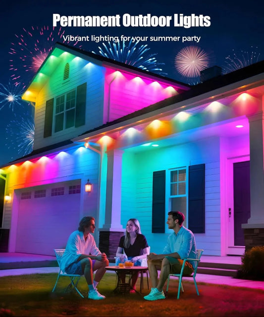 60M Smart RGB Eave Lights – App & Remote Control, IP67 Outdoor LED String Lights for Christmas, New Year - Direct On Sale