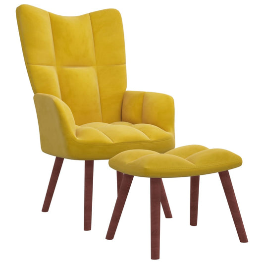 Relaxing Armchair with a Stool High Back Valvet