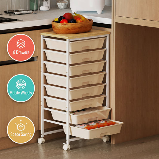 8 Drawers Storage Trolley Utility Cart Plastic Mobile Organiser Unit-2029334094093094918