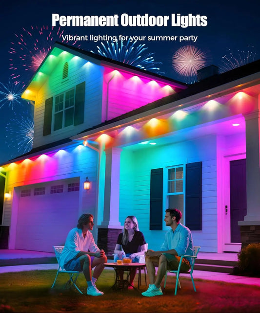 60M Smart RGB Eave Lights – App & Remote Control, IP67 Outdoor LED String Lights for Christmas, New Year