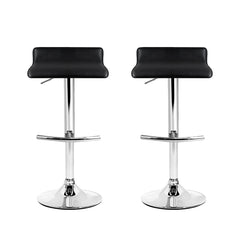 2x Bar Stools Adjustable Gas Lift Chairs Black