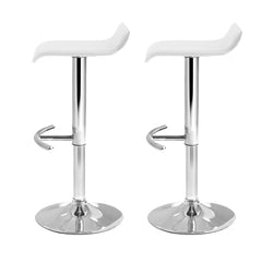 2x Bar Stools Adjustable Gas Lift Chairs White