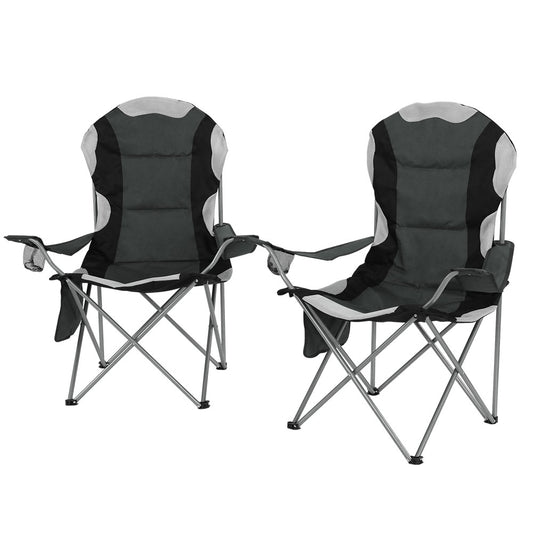 Camping Folding Chair Portable Outdoor Hiking Fishing Picnic Grey 2pcs