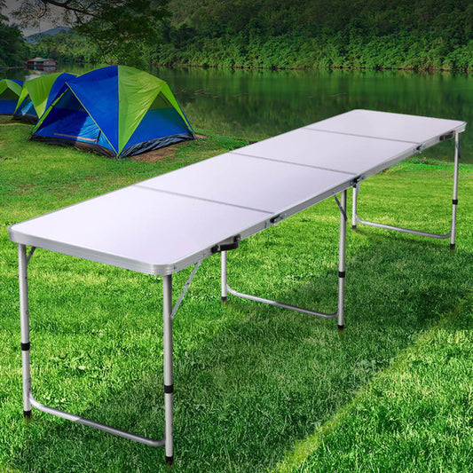 240cm Folding Camping Table Adjustable Height Aluminium Table