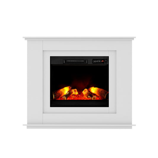 2000W Electric Fireplace Mantle Portable Fire Log Wood Heater 3D Flame Effect White