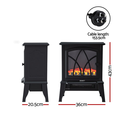 2000W Electric Fireplace Heater Stove Freestanding 3D Flame Effect Indoor Space Heaters