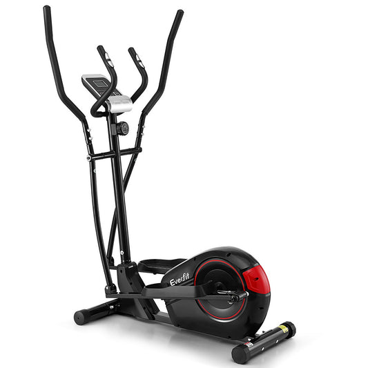 Black and red elliptical trainer with 'Everfit' branding on a white background