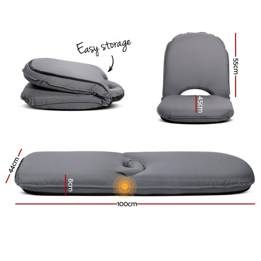 Floor Lounge Sofa Camping Portable Recliner Beach Chair Folding Outdoor Grey