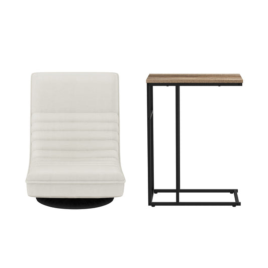 White faux linen foldable floor sofa chair in a living room