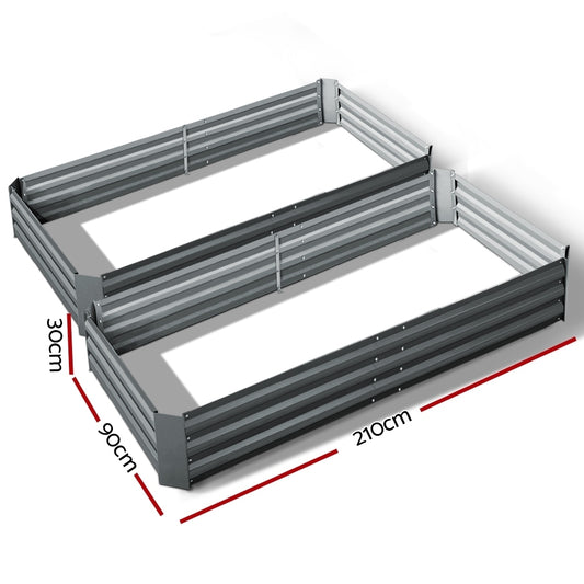 Garden Bed 2PCS 210X90X30cm Galvanised Steel Raised Planter