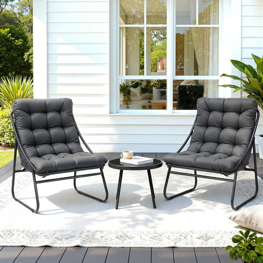 3-piece outdoor bistro set with steel table and chairs in black