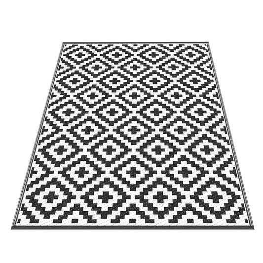 Outdoor Rugs 120x180cm Large Carpet Reversible Area Mat PP Dual-Sided Patio Rug Cross