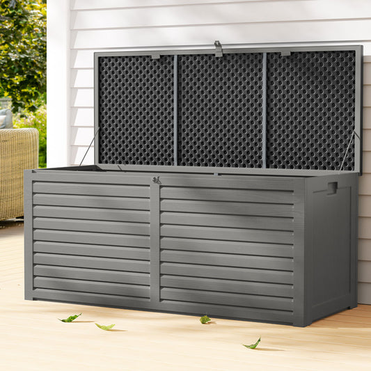 490 L Outdoor Storage Box Bench Seat Indoor Garden Toy Tool Sheds Chest