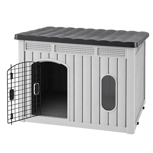 i.Pet 109cm Large Dog House Outdoor Pet Kennel with Metal Door Grey