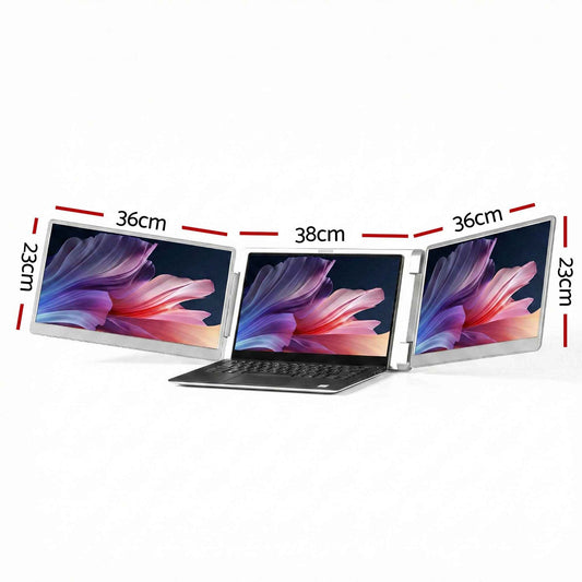 Devanti Triple Portable Monitor Laptop Screen Extender 15.6" Dual Display FHD IPS