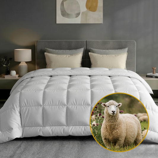 500GSM white wool quilt super king winter doona with baffle box construction