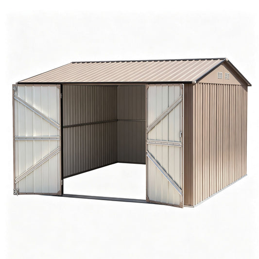 3 x 3m brown galvanised steel garden shed