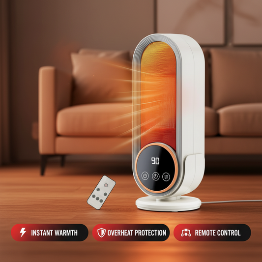 Space Heaters for Indoor Use with Remote, 2s Efficient Heating, Overheat & Tilt Protection, 1200W PTC Ceramic Portable Heater with Display, Timer, Two-Speed, Electric Heater for Bedroom Office,Timer + Remote
