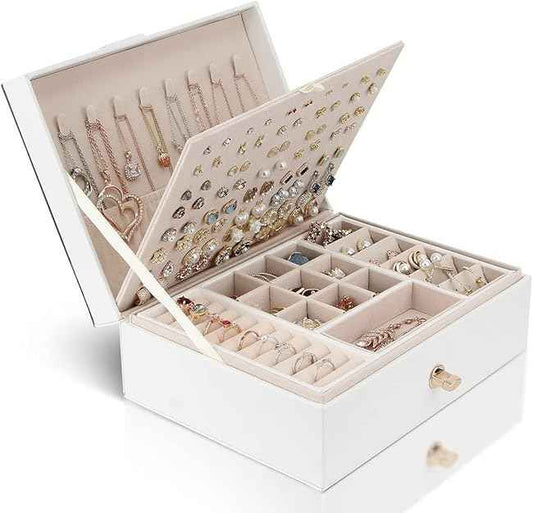 3-Layer Stackable Jewelry Box with Lock