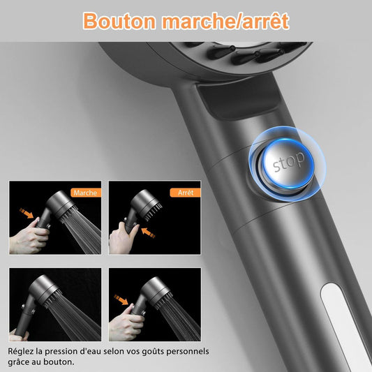 Filtered High-Pressure Handheld Shower Head with 1.5m Hose