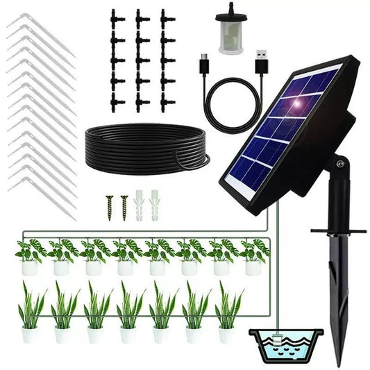 Solar automatic drip irrigation kit in black