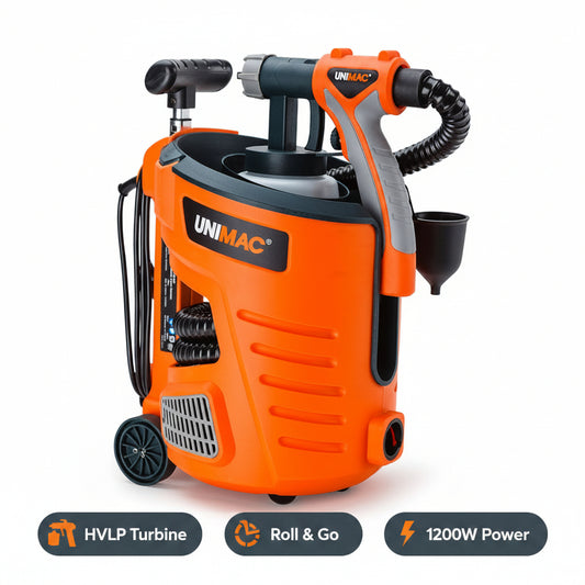 UNIMAC 740W HVLP electric paint sprayer with trolley