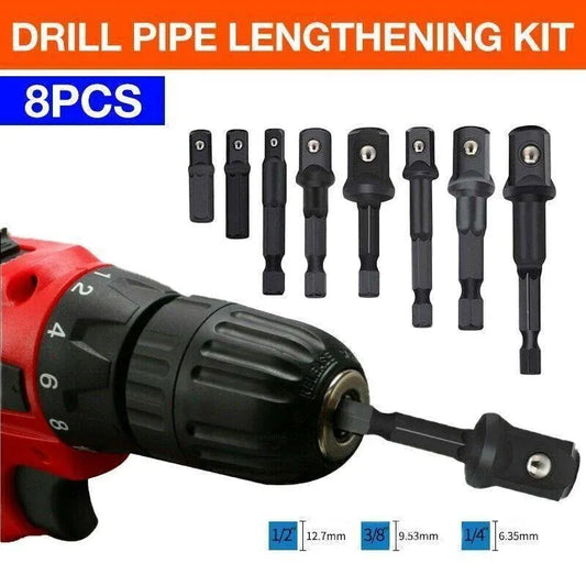 8-Piece Socket Adapter Set for Drills and Impact Drivers, Hex Shank to Square Drive