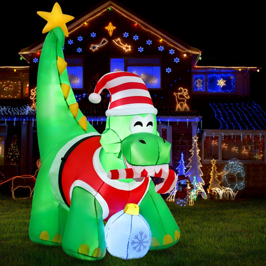 Christmas Inflatable Dinosaur 1.86M Height LED Decorations Illuminated