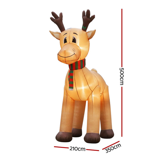 5m Christmas Inflatable Reindeer, LED Illuminated, Indoor and Outdoor