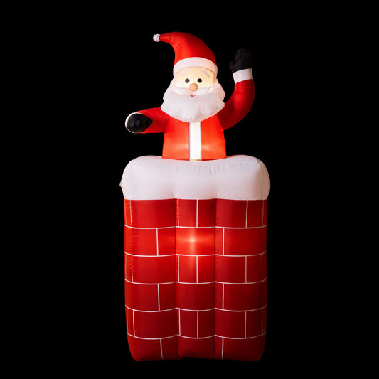 1.8m Christmas Inflatable Animated Pop-Up Santa in Chimney, LED