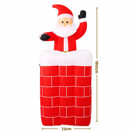 1.8m Christmas Inflatable Animated Pop-Up Santa in Chimney, LED