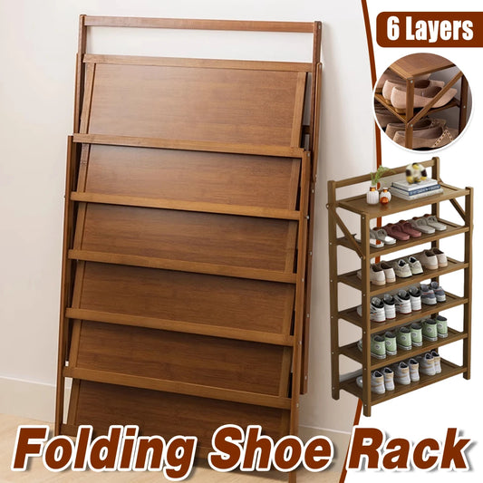 6 Tier Shoe Rack Folding Shoe Cabinet Easy Storage Organiser