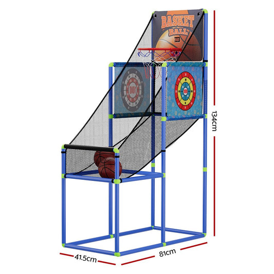 Basketball Arcade Game Electronic Scorer 3 Games Adjustable Kids Blue - Direct On Sale