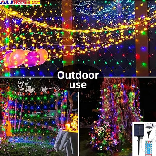 2 x 3m mesh net lights glowing warm white