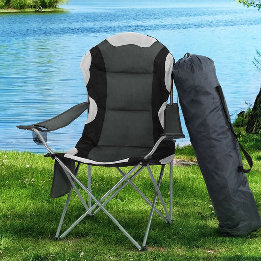 Camping Folding Chair Portable Outdoor Hiking Fishing Picnic Grey 2pcs - Direct On Sale