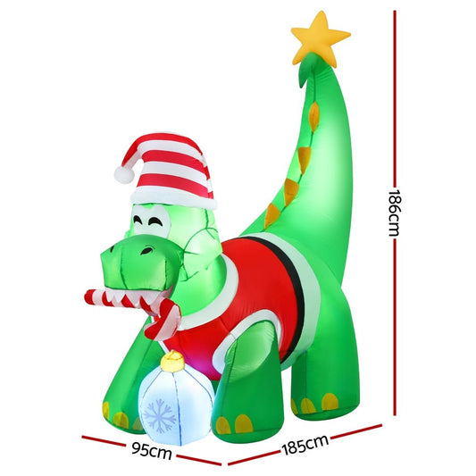 Christmas Inflatable Dinosaur 1.86M Height LED Decorations Illuminated - Direct On Sale