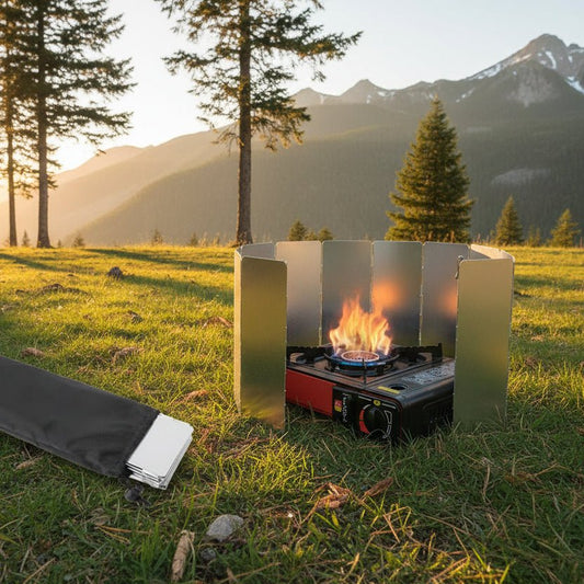 Collapsible Camp Stove Windshield 10 - Panel Aluminium Wind Deflector - Direct On Sale