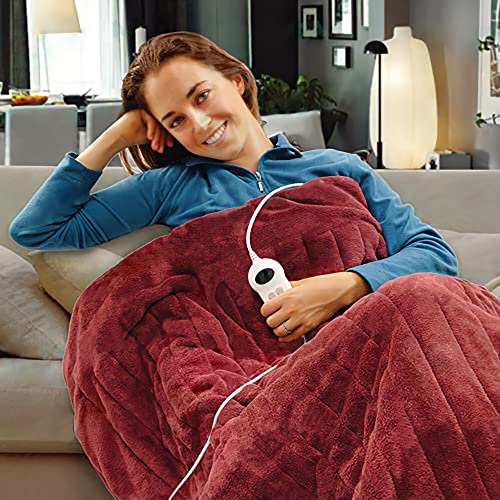 Electric Heated Throw Rug Washable Blanket with LED Display | 9 Heat Levels | 160 x130cm | Timer