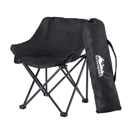 Folding Camping Moon Chair Portable Outdoor Chair with Carry Bag 120KG Black - Direct On Sale