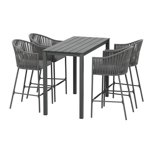 Gardeon 5 - Piece Outdoor Bar Set Dining Table Rope Chair Patio Bistro Set - Direct On Sale