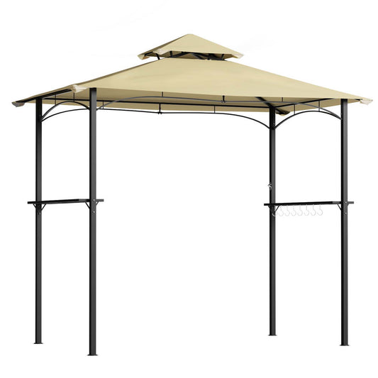 Gazebo Outdoor Patio Marquee BBQ Grill Shelter Garden Shade Hooks Beige - Direct On Sale