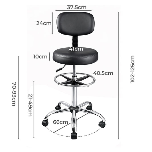 Levede Swivel Office Chair Ergonomic Stool Height Adjustable Footrest Backrest-2029334093073879042
