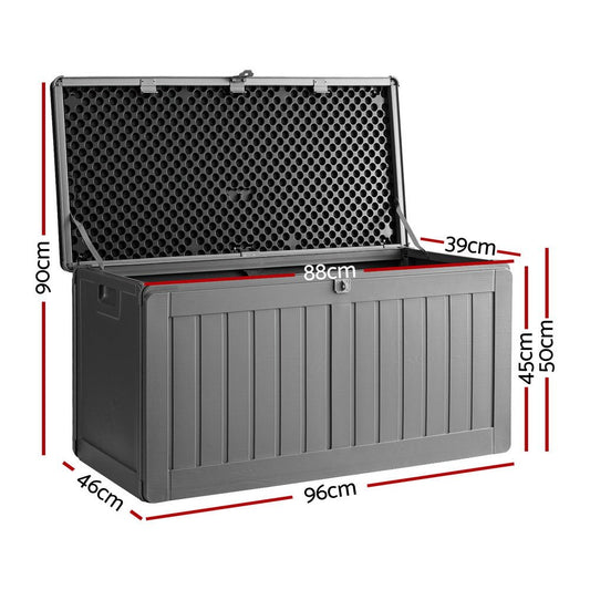 Outdoor Storage Box 190L Container Lockable Garden Bench Tool Shed Black - Direct On Sale