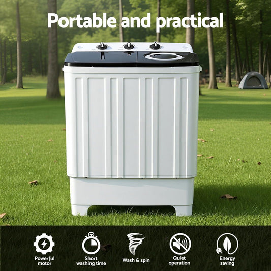 Portable Twin Tub Washing Machine – 7kg Wash, 4kg Spin, Compact and Powerful - Direct On Sale