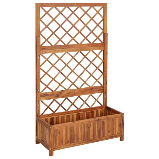 Raised Bed with Trellis 85x38x150 cm Solid Acacia Wood - Direct On Sale